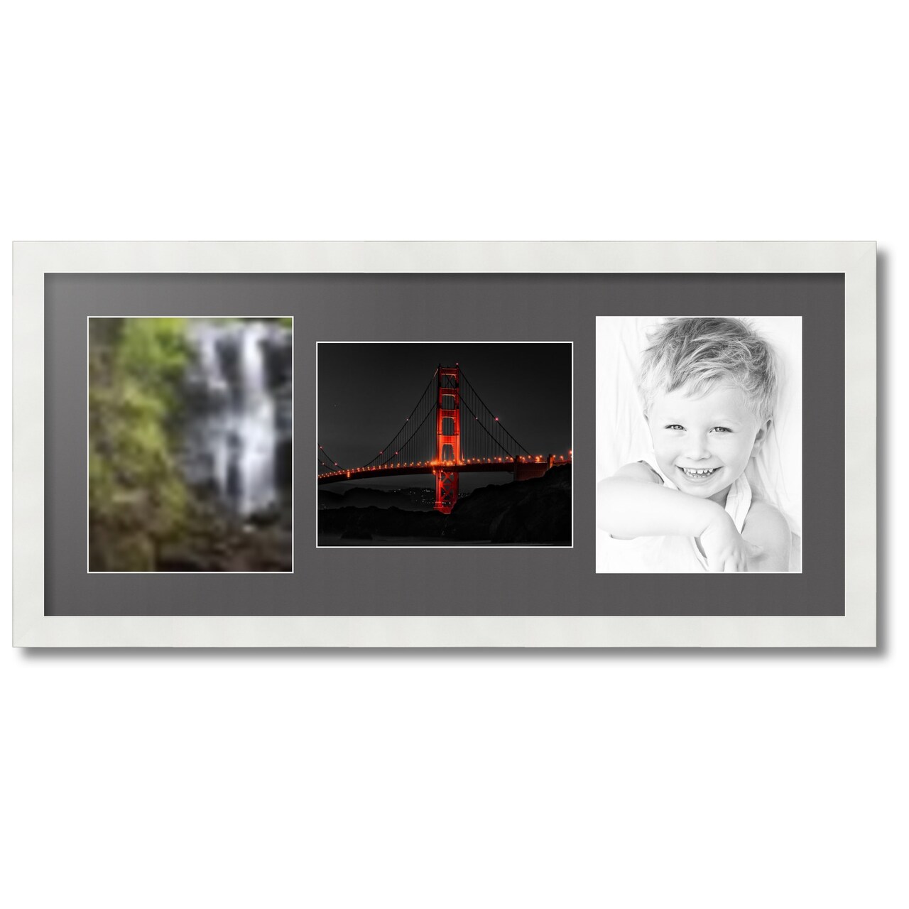 ArtToFrames Collage Photo Picture Frame with 3 - 8x10 inch Openings, Framed in White with Over 62 Mat Color Options and Plexi Glass (CSM-3966-117)